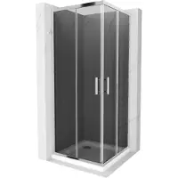 Mexen Rio Cabine de douche carrée 90 x 90 cm, Noir graphite, Chrome + Receveur de douche plat, Blanc - 860-090-090-01-40-4010