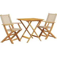 vidaXL Ensemble Bistro 3 pièces Beige Poly rotin et bois massif