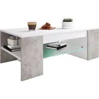 VCM Table basse en bois avec verre de sécurité ESG | Sofatic avec espace de rangement suffisant | Dimensions env. H. 35 x W. 100 x D. 50 cm | Table salon - Tunas