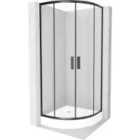 Mexen Rio paroi de douche semi-circulaire 70 x 70 cm, Transparent, Noir + receveur de douche Rio, Blanc - 863-070-070-70-00-4710