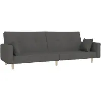 vidaXL Canapé-lit 2 places avec 2 coussins Tissu gris foncé