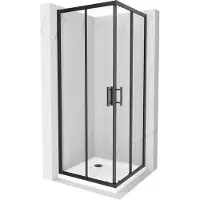 Mexen Rio Cabine de douche carrée 80 x 80 cm, Transparent, Noir + Receveur de douche plat, Blanc - 860-080-080-70-00-4010B