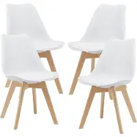 En.casa Chaise de salle à manger 'Fläten' (lot de 4) Chaise rembourrée en similicuir blanc