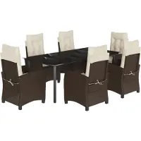 vidaXL Ensemble de jardin 7 pièces avec coussins Marron Poly rotin