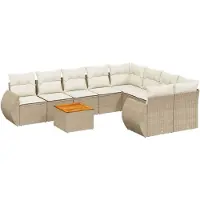vidaXL Salon de jardin avec coussins 9 pcs beige résine tressée