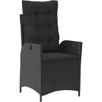 vidaXL Fauteuil de jardin Réglable avec coussins Noir Poly Rattan