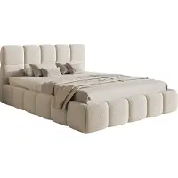 Selsey Cloudy - Lit avec cadre rembourré, housse Boucle en beige clair, 180 cm