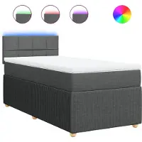 vidaXL Lit boxspring avec matelas gris foncé 80x200 cm Tissu