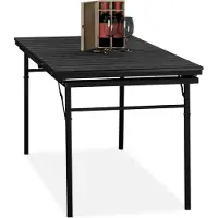 Relaxdays Table de jardin pliable , largeur : 166-215 cm, plastique, acier, résistante aux intempéries, 8 personnes, table de camping, noire