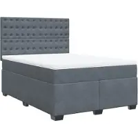vidaXL Lit boxspring avec matelas gris foncé 160x200 cm velours