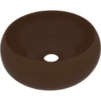 vidaXL Lavabo de luxe Rond Mat Marron foncé 40x15 cm Céramique