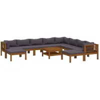 vidaXL Ensemble de salon de jardin de 11 pièces avec revêtement en bois massif d'acacia