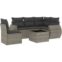 vidaXL Ensemble de salon de jardin 6 pièces avec coussins Gris Poly rotin