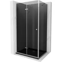 Mexen Lima Paroi de douche pliante 80 x 100 cm, Noir graphite, Chrome + Receveur de douche plat, Noir - 856-080-100-01-40-40