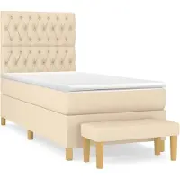 vidaXL Lit boxspring avec matelas Crème 100x200 cm Tissu