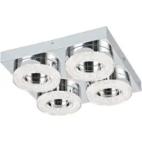 Eglo LED Plafonnier Fradelo, lampe de plafond, lampe de salon en métal et plastique en chrome, cristal en clair, lampe de chambre à coucher, blanc chaud, 28 cm