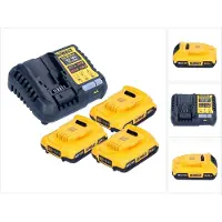 DeWalt DCB 1104 D3 Kit de démarrage sans fil 12 V / 18 V 3x batterie 2,0 Ah + chargeur DCB 1104