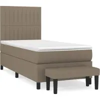 vidaXL Lit boxspring avec matelas Taupe 100x200 cm Tissu