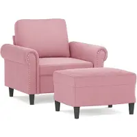 vidaXL Fauteuil avec pouf rose 60 cm velours