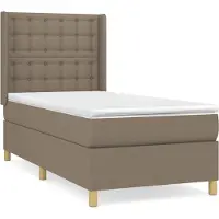 vidaXL Lit boxspring avec matelas Taupe 100x200 cm Tissu