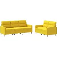 vidaXL Ensemble de canapés 2 pièces avec coussins Tissu jaune clair