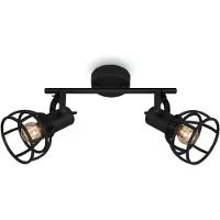 Briloner Plafonnier Spot LEUCHTEN KORBO BLACK, 25 W, IP20, noir, métal, excl. 2x E14, 30 x 11 x 24 cm