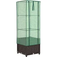 vidaXL Lit surélevé avec serre aspect rotin 40x40x139 cm