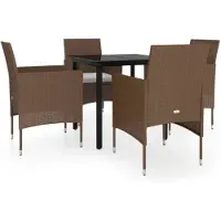 vidaXL Ensemble de jardin 5 pièces avec coussins Marron et noir