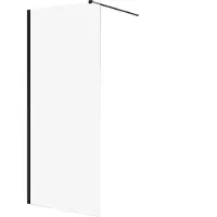 Badland Cabine de douche Walk in, paroi en verre noir 80x195 cm Nano verre trempé 8 mm transparent avec stabilisateur | KETIL