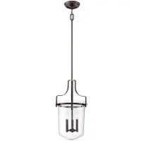 QUOIZEL Suspension Penn Station, bronze foncé, 3xE14x40W, verre, dimensions : 167,7 x 33 x 33 cm, IP20,