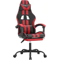 vidaXL Chaise de jeu avec repose-pieds Pivotant Noir & Rouge Similicuir