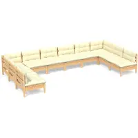 vidaXL Ensemble salon de jardin 10 pièces avec coussins crème pin massif