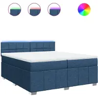 vidaXL Lit boxspring avec matelas bleu 200x200 cm Tissu