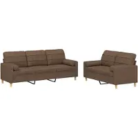 vidaXL Ensemble de canapés 2 pièces avec coussins Tissu brun