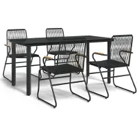 vidaXL Ensemble de jardin 5 pièces noir rotin PVC