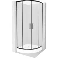 Mexen Rio cabine de douche semi-circulaire 80 x 80 cm, Rhinestone pattern, Black + receveur de douche Rio, White - 863-080-080-70-30-4710
