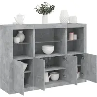 vidaXL Sideboards avec lampes LED 3 pcs. Gris béton Bois composite