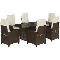vidaXL Ensemble de jardin 7 pièces avec coussins Marron Poly rotin
