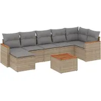 vidaXL Ensemble de jardin canapé 8 pièces avec coussins Beige Poly Rattan