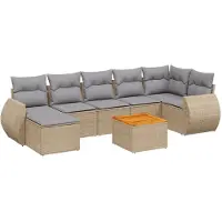 vidaXL Ensemble de jardin canapé 8 pièces avec coussins Beige Poly Rattan