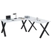 VCM Bureau en bois | Plaine de bureau d'angle | 160x160 | Forme L gauche ou droite | Plaque de table de travail 80 cm de profondeur | Meubles de bureau de table d'ordinateur - Lona X
