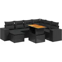 vidaXL Ensemble de jardin canapé 8 pièces avec coussins noir poly rotin