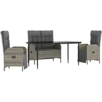 vidaXL Ensemble à manger jardin 4pcs et coussins Gris Résine tressée