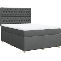 vidaXL Lit boxspring avec matelas gris foncé 140x190 cm Tissu