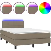 vidaXL Lit Boxspring avec matelas & LED Taupe 120x190 cm Tissu