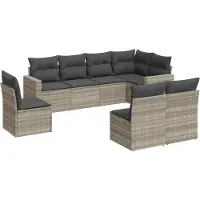 vidaXL Ensemble de jardin canapé 8 pièces avec coussins gris clair Poly rotin