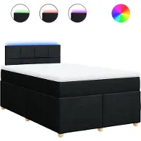 vidaXL Lit boxspring avec matelas noir 120x200 cm Tissu