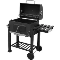 LUND Barbecue au charbon de bois 57x37 cm avec couvercle et tablette, Deluxe