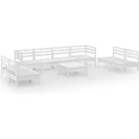 vidaXL Ensemble de salon de jardin 9 pièces blanc pin massif