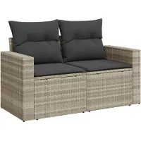 vidaXL Canapé de jardin avec coussins 2 places Poly Rattan Lounge Sofa